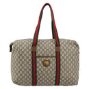 GUCCI GG Plus Supreme Web Sherry Line Tote Bag PVC Beige Gold Red Auth 180174-2