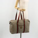 GUCCI GG Plus Supreme Web Sherry Line Tote Bag PVC Beige Gold Red Auth 180174-20