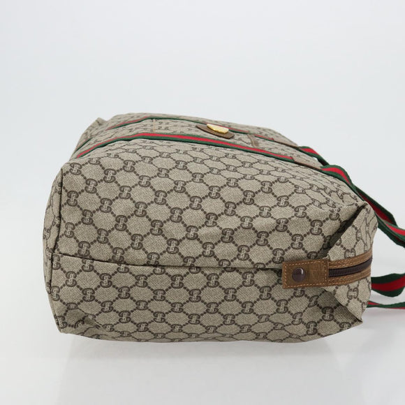 GUCCI GG Plus Supreme Web Sherry Line Tote Bag PVC Beige Gold Red Auth 180174