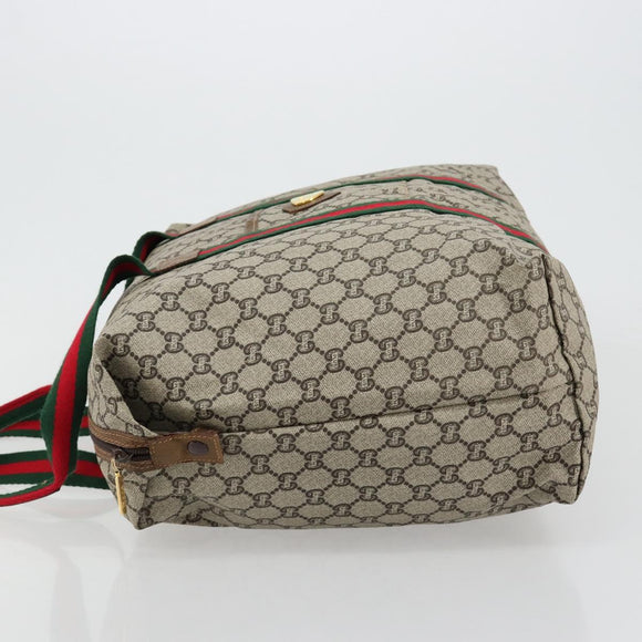 GUCCI GG Plus Supreme Web Sherry Line Tote Bag PVC Beige Gold Red Auth 180174