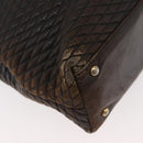 BALLY Chain Tote Bag Leather Brown Gold Auth 180178-12