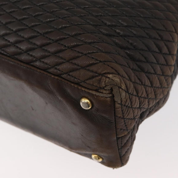 BALLY Chain Tote Bag Leather Brown Gold Auth 180178