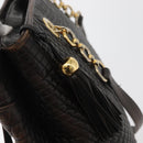 BALLY Chain Tote Bag Leather Brown Gold Auth 180178-14
