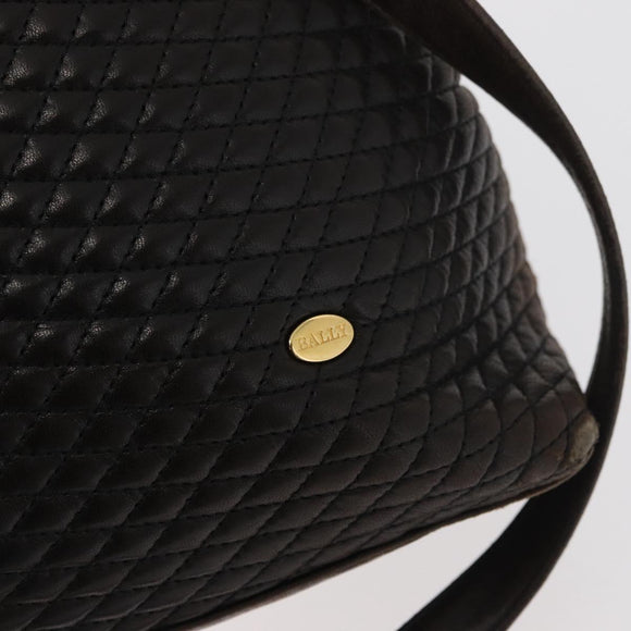 BALLY Chain Tote Bag Leather Brown Gold Auth 180178