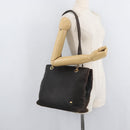 BALLY Chain Tote Bag Leather Brown Gold Auth 180178-25