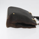 BALLY Chain Tote Bag Leather Brown Gold Auth 180178-4