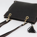 BALLY Chain Tote Bag Leather Brown Gold Auth 180178-6