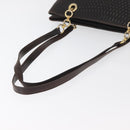 BALLY Chain Tote Bag Leather Brown Gold Auth 180178-7