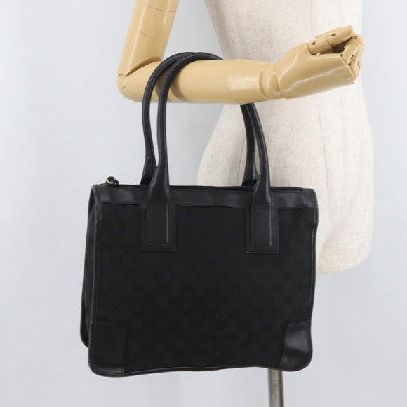 GUCCI GG Canvas Hand Bag Black Gold 000 0855 Auth 180179