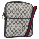 GUCCI GG Supreme Sherry Line Shoulder Bag PVC Navy Gold Auth 180181-1
