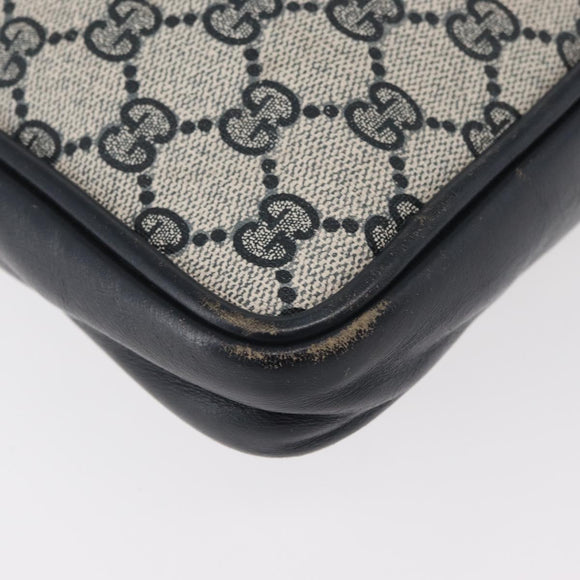 GUCCI GG Supreme Sherry Line Shoulder Bag PVC Navy Gold Auth 180181