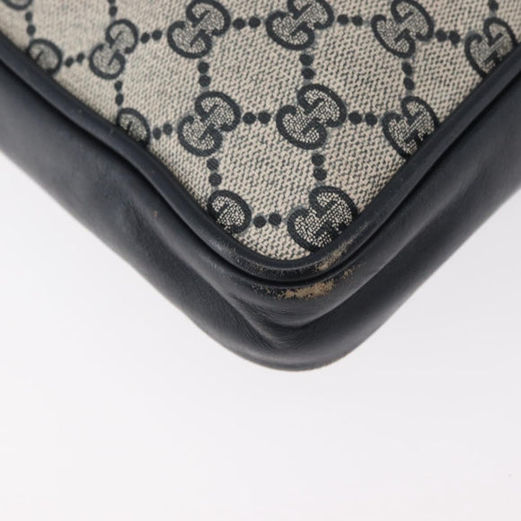 GUCCI GG Supreme Sherry Line Shoulder Bag PVC Navy Gold Auth 180181