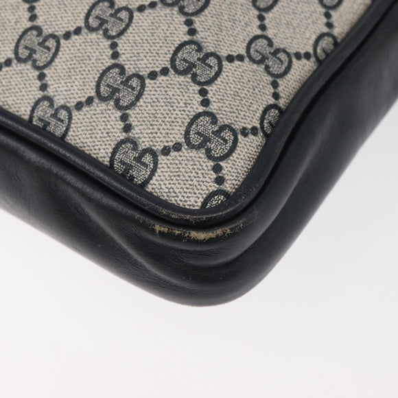 GUCCI GG Supreme Sherry Line Shoulder Bag PVC Navy Gold Auth 180181