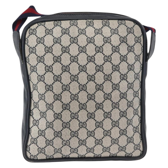 GUCCI GG Supreme Sherry Line Shoulder Bag PVC Navy Gold Auth 180181