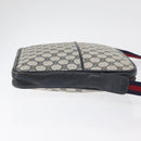 GUCCI GG Supreme Sherry Line Shoulder Bag PVC Navy Gold Auth 180181-4