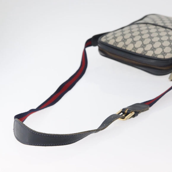 GUCCI GG Supreme Sherry Line Shoulder Bag PVC Navy Gold Auth 180181