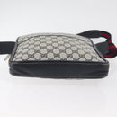 GUCCI GG Supreme Sherry Line Shoulder Bag PVC Navy Gold Auth 180181-9