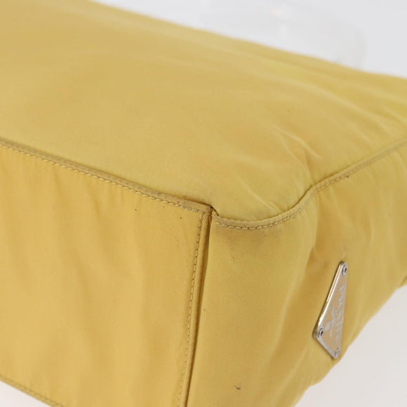 PRADA Hand Bag Nylon Yellow Silver Auth 180183