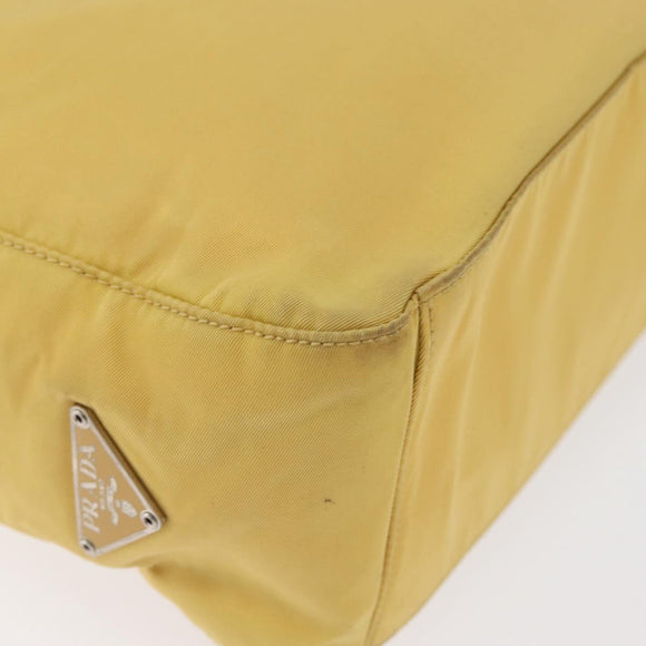 PRADA Hand Bag Nylon Yellow Silver Auth 180183