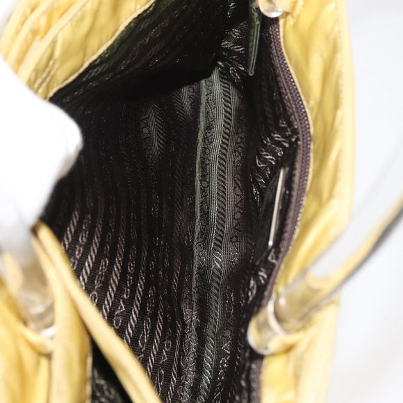 PRADA Hand Bag Nylon Yellow Silver Auth 180183
