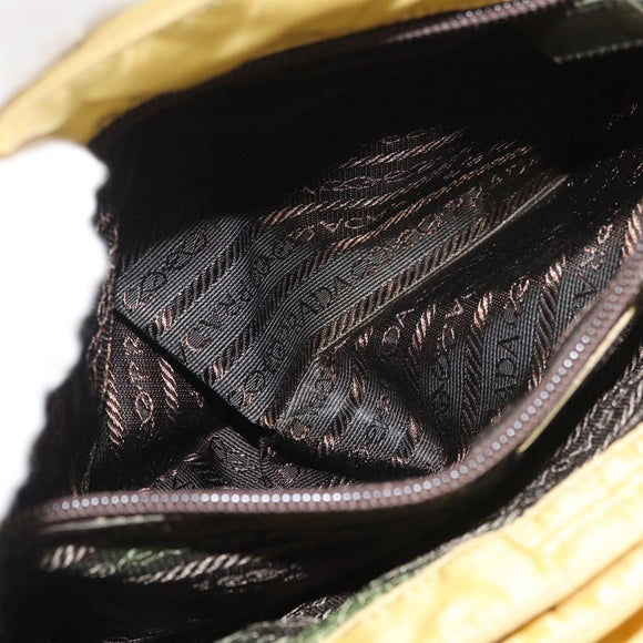 PRADA Hand Bag Nylon Yellow Silver Auth 180183