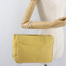 PRADA Hand Bag Nylon Yellow Silver Auth 180183-24