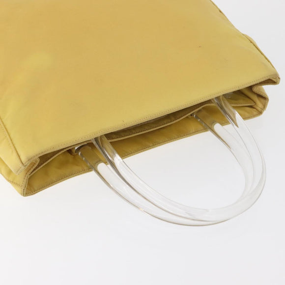 PRADA Hand Bag Nylon Yellow Silver Auth 180183