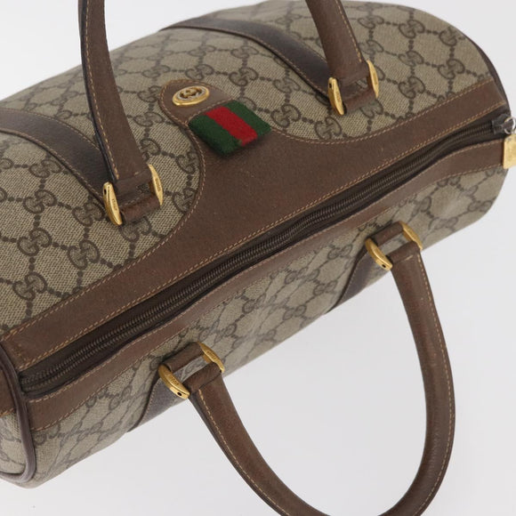 GUCCI GG Supreme Web Sherry Line Hand Bag PVC Beige Gold 40 02 007 Auth 180185