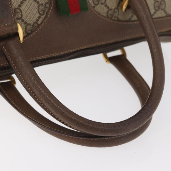 GUCCI GG Supreme Web Sherry Line Hand Bag PVC Beige Gold 40 02 007 Auth 180185