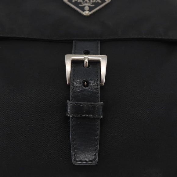 PRADA Shoulder Bag Nylon Black Silver Auth 180187