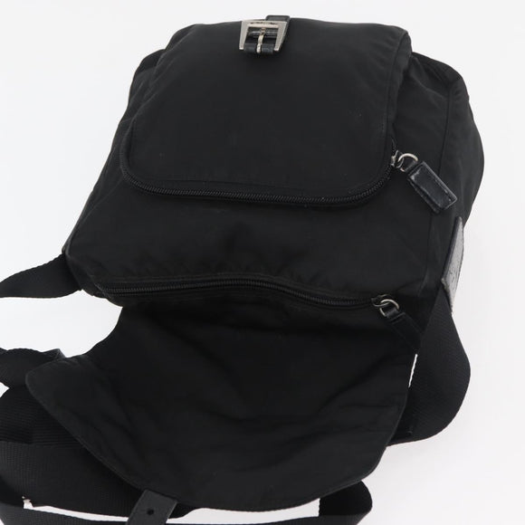 PRADA Shoulder Bag Nylon Black Silver Auth 180187