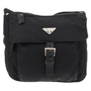 PRADA Shoulder Bag Nylon Black Silver Auth 180187-13