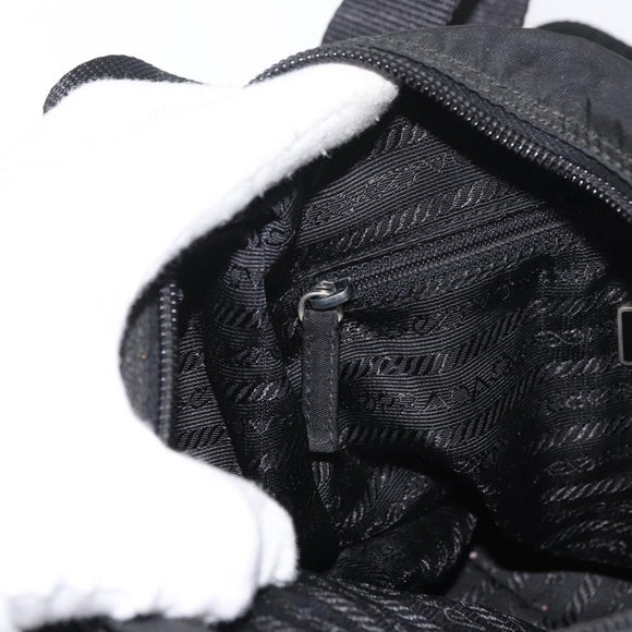 PRADA Shoulder Bag Nylon Black Silver Auth 180187