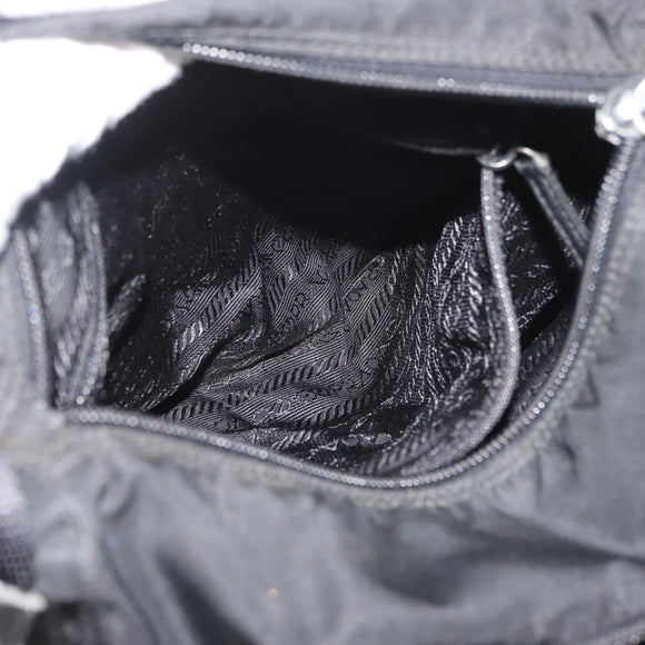 PRADA Shoulder Bag Nylon Black Silver Auth 180187