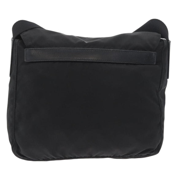PRADA Shoulder Bag Nylon Black Silver Auth 180187