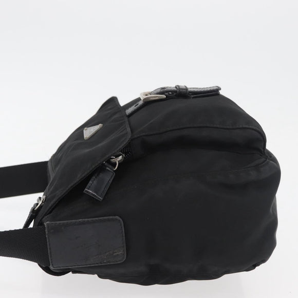 PRADA Shoulder Bag Nylon Black Silver Auth 180187
