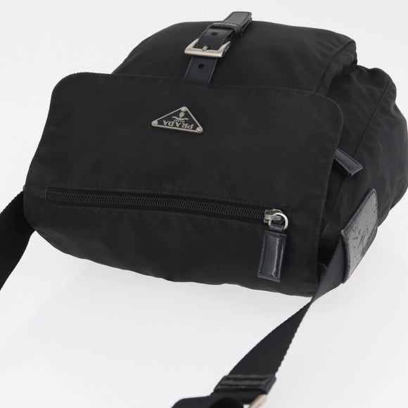 PRADA Shoulder Bag Nylon Black Silver Auth 180187