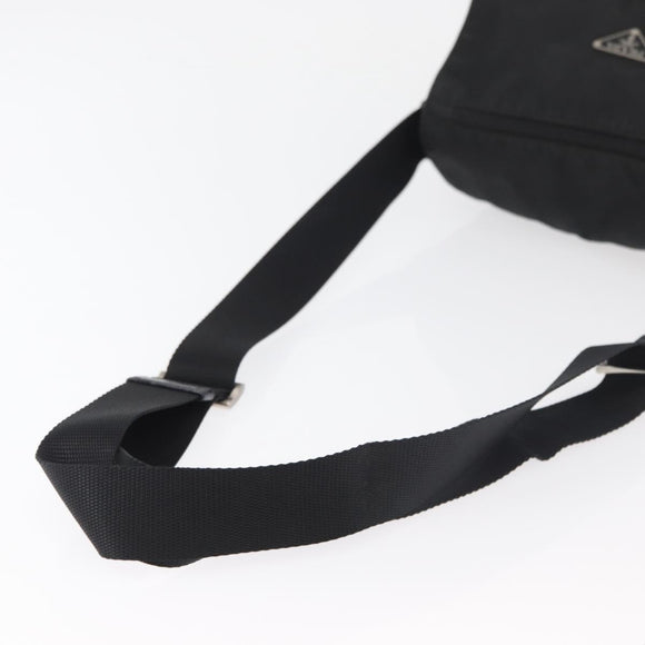 PRADA Shoulder Bag Nylon Black Silver Auth 180187