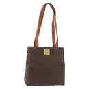 CELINE Macadam Canvas Tote Bag PVC Leather Brown Gold Auth 180188-1