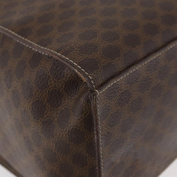 CELINE Macadam Canvas Tote Bag PVC Leather Brown Gold Auth 180188