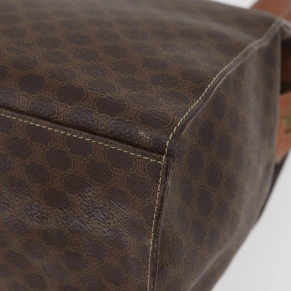 CELINE Macadam Canvas Tote Bag PVC Leather Brown Gold Auth 180188