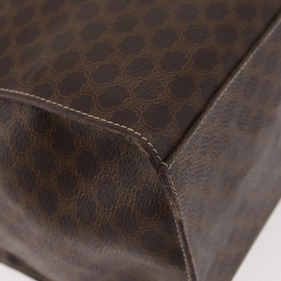 CELINE Macadam Canvas Tote Bag PVC Leather Brown Gold Auth 180188