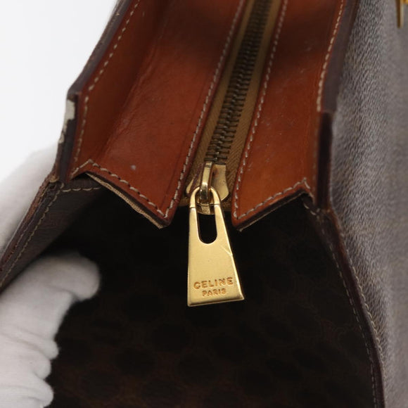 CELINE Macadam Canvas Tote Bag PVC Leather Brown Gold Auth 180188