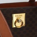 CELINE Macadam Canvas Tote Bag PVC Leather Brown Gold Auth 180188-15