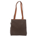 CELINE Macadam Canvas Tote Bag PVC Leather Brown Gold Auth 180188-3
