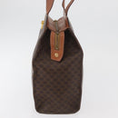 CELINE Macadam Canvas Tote Bag PVC Leather Brown Gold Auth 180188-4