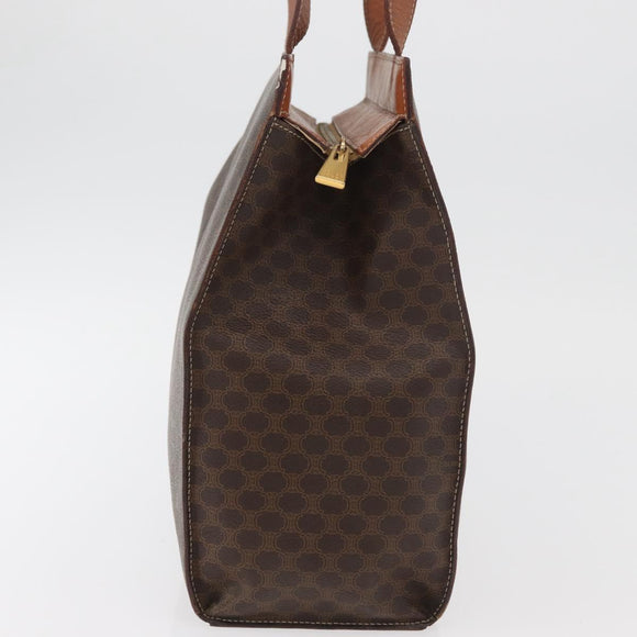 CELINE Macadam Canvas Tote Bag PVC Leather Brown Gold Auth 180188