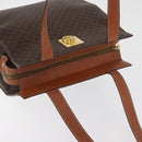 CELINE Macadam Canvas Tote Bag PVC Leather Brown Gold Auth 180188-6