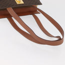 CELINE Macadam Canvas Tote Bag PVC Leather Brown Gold Auth 180188-7