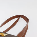 CELINE Macadam Canvas Tote Bag PVC Leather Brown Gold Auth 180188-8
